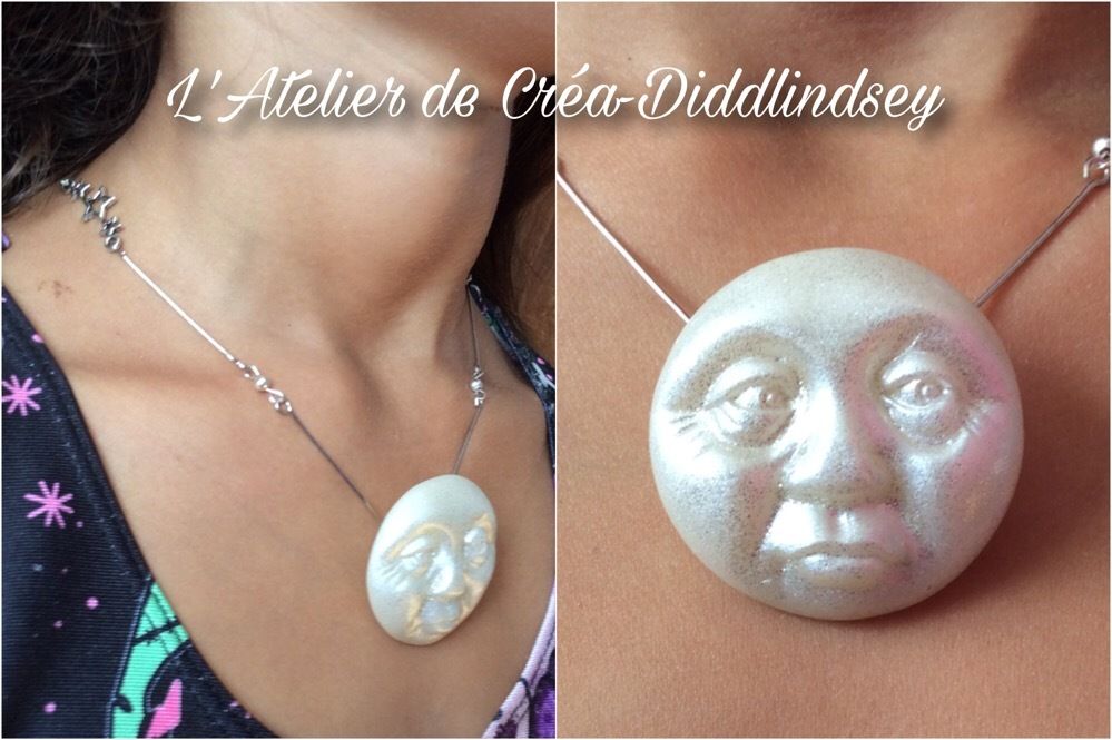 Collier lune en porcelaine froide Brazil biscuits pour Alyssonne