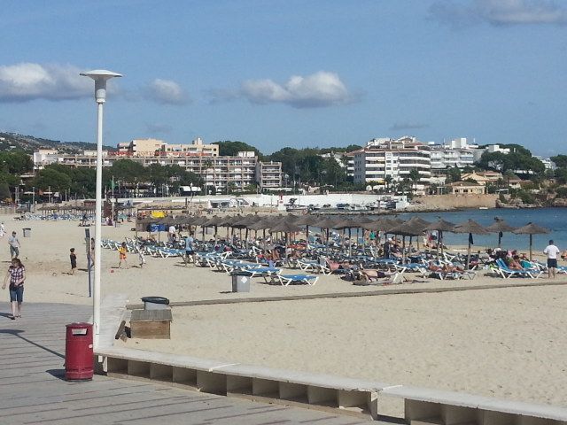 Der Strand von Palmanova war bei 24 Grad Wassertemperatur immer noch gut besucht. Blick in andere Hotels... .