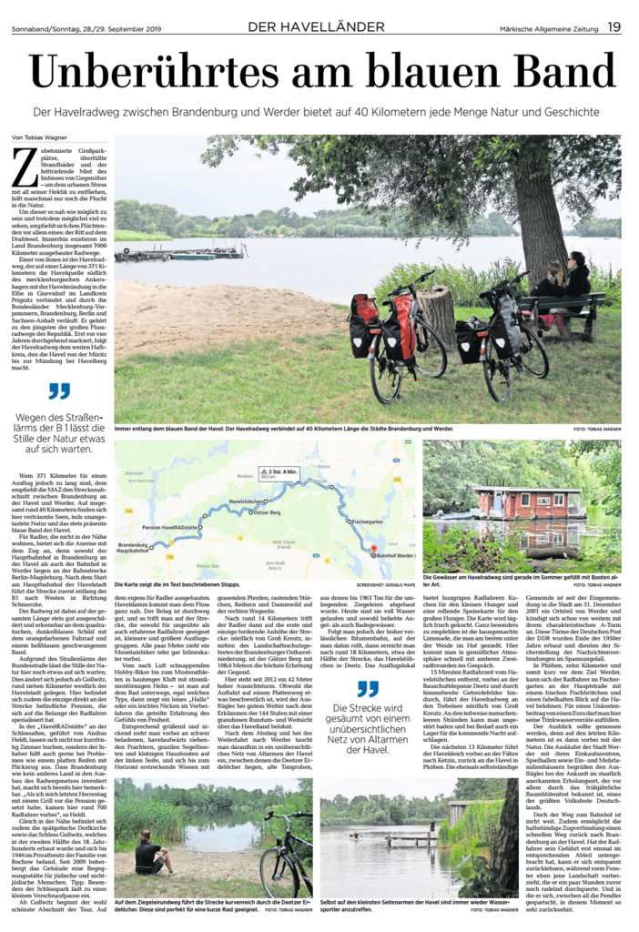 Entlang des Havelradweg- neue Trainingsstrecken mit Aussicht