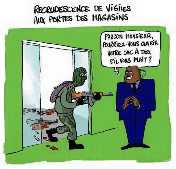 Utilités des agents de sécurité aux portes des magasins: Un dessin très parlant ! (Humour)