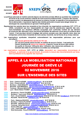 Appel à la mobilisation le 2 novembre 2016 pour une augmentation des salaires de 10%  (intersyndicale)