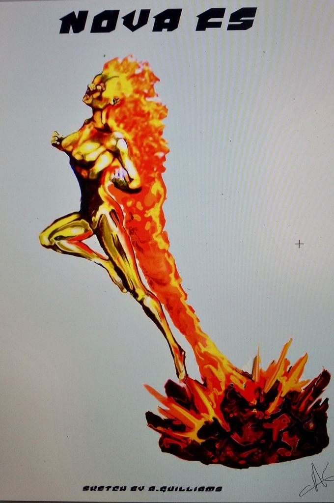  le Croquis réalisé sur photoshop validé par mon commanditaire, l'idée qu'elle file a toute vitesse et percute un météore nous plaisait bien :)
