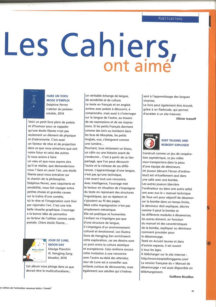 Les Cahiers de l'animation n°98 (avril 2017)