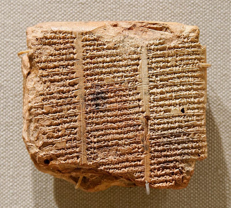 Tablette listant des pierres à usage prophylactique ou médicinal.  XIIème siècle av. J.-C. Metropolitan Museum of Art.