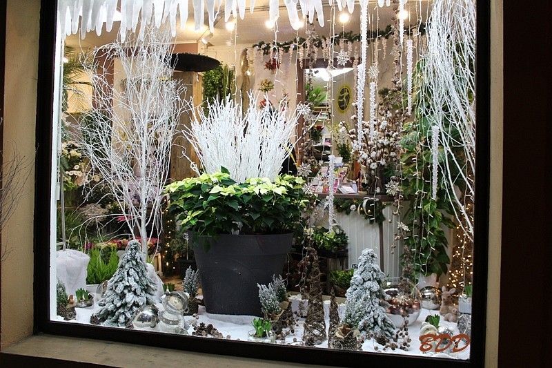 Unique Deco Vitrine Noel Fleuriste ZU16