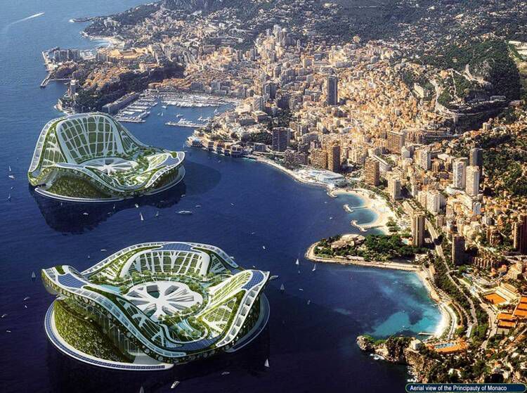 Projet Lilypad à Monaco (vue aérienne)