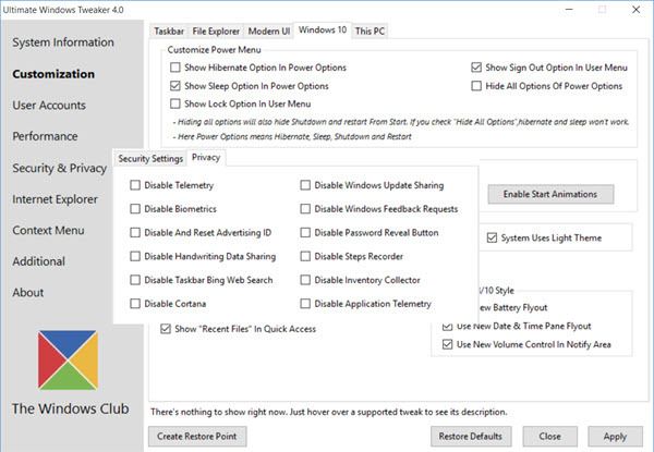 ultimate windows tweaker 4.8 for windows 10 ultimate windows tweaker 4.8 for windows 10
