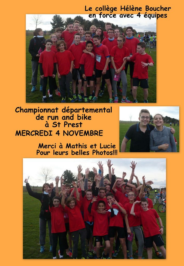 RESULTATS DU CHAMPIONNAT DEPARTEMENTAL DE RUN AND BIKE DU MERCREDI 4 NOVEMBRE