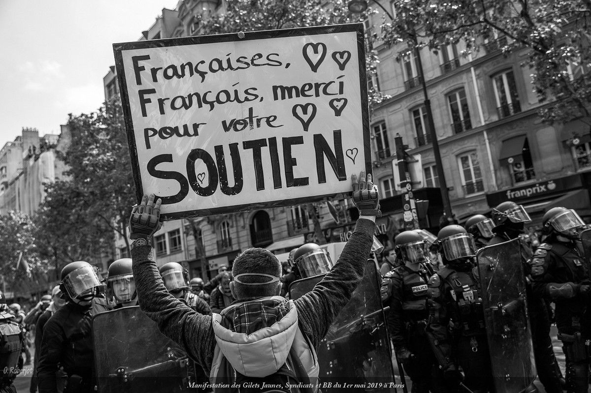Paris, manifestation du 01 mai 2019 des gilets jaunes et syndicats