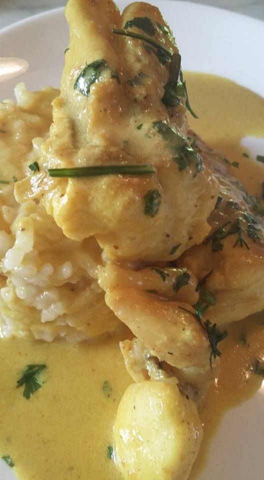 curry de lotte coco accompagnée d'un risotto coco 