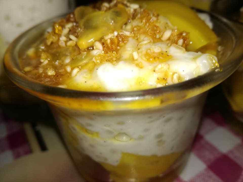 perles du japon au lait de coco, mangue,passion , nougatines aux sésame 
