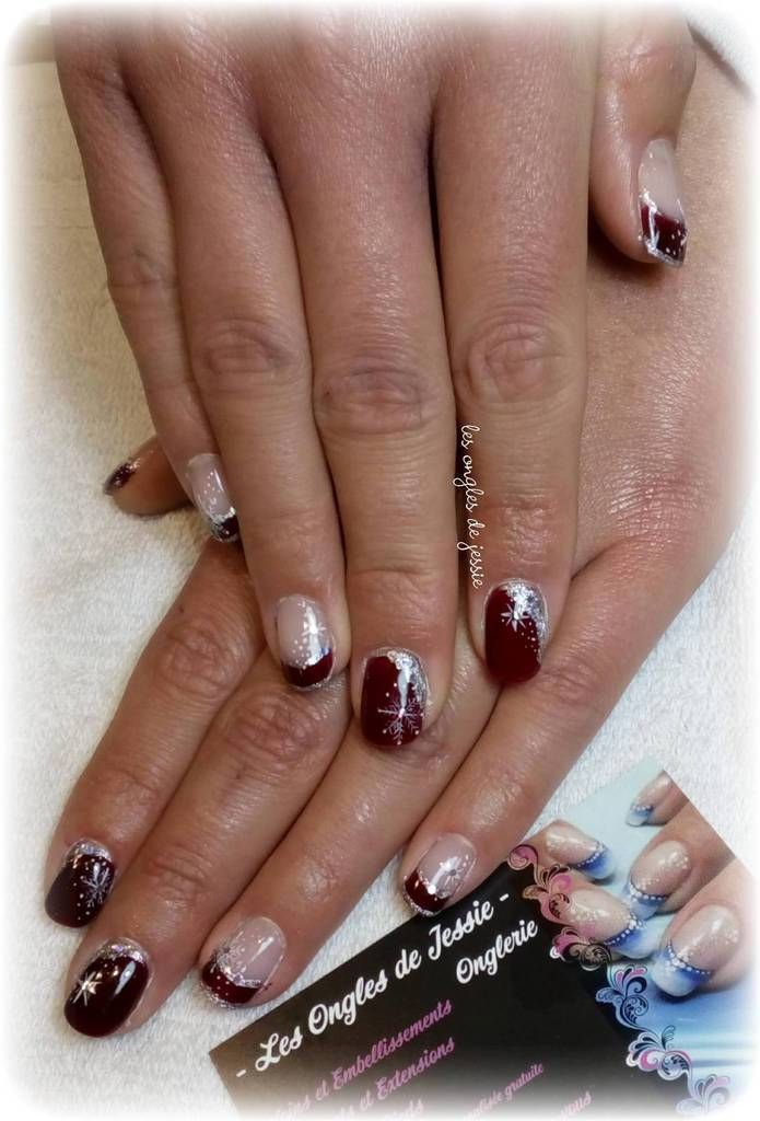 French Rouge Bordeaux Habillee De Strass En Fete Les Ongles De Jessie