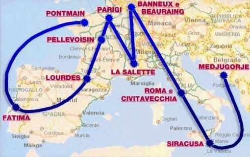 cartina dell'Europa con la "M" (EMME) di Maria