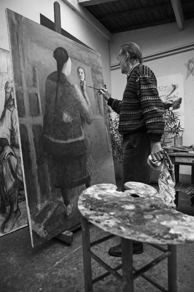 Olivier O.Olivier (1931-2011) dans son atelier de Paris le 12 décembre 2007