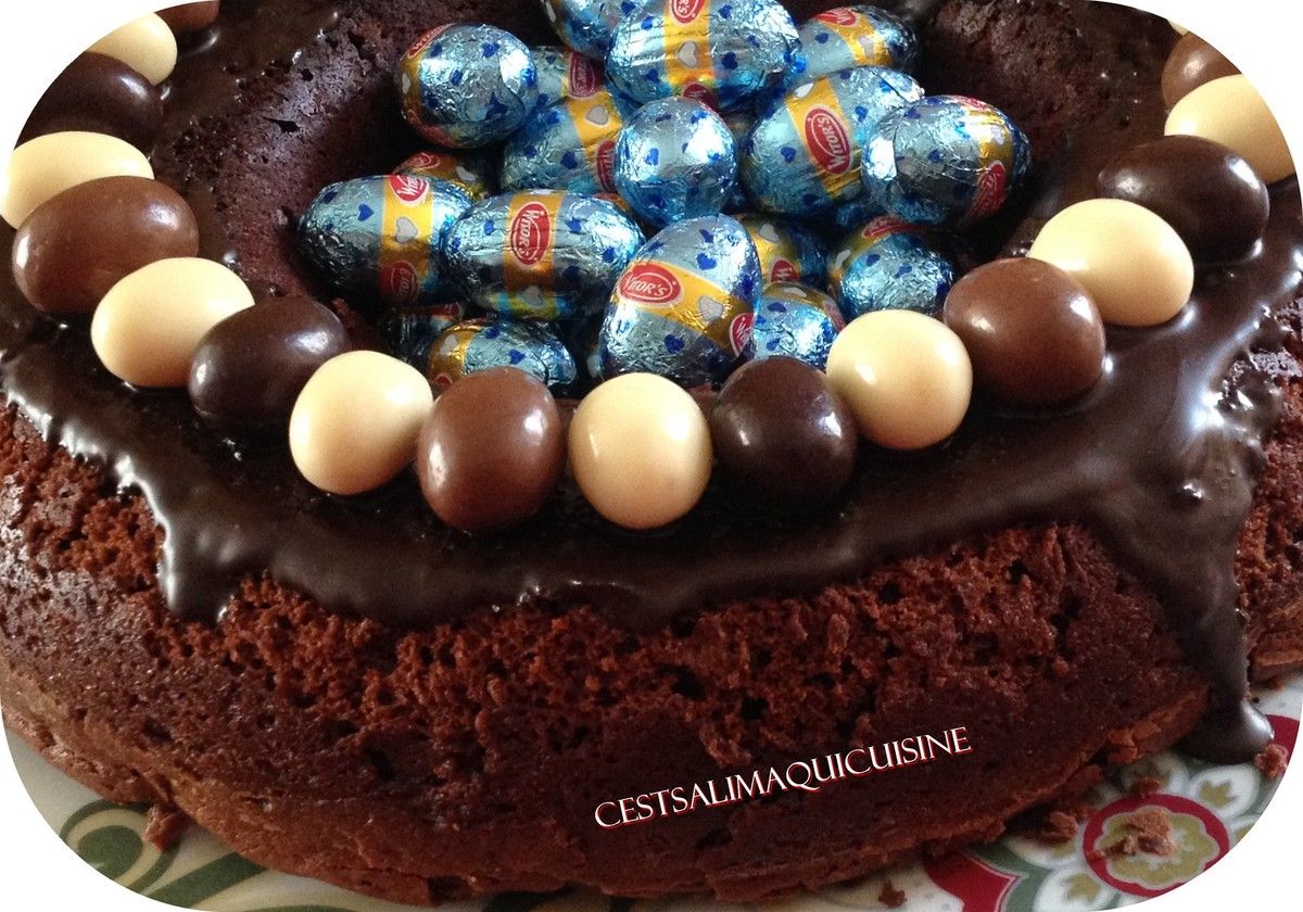 Gâteau " nid de pâques " au chocolat et sans oeufs