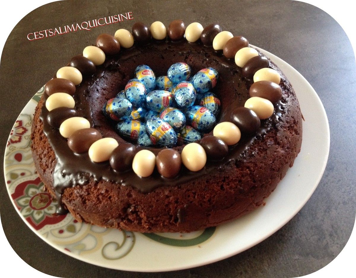 Gâteau " nid de pâques " au chocolat et sans oeufs