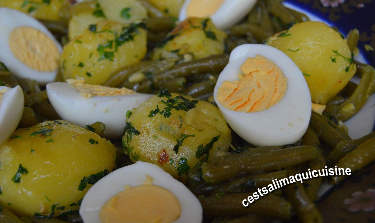 Pommes de terre sautées et haricots verts au persil