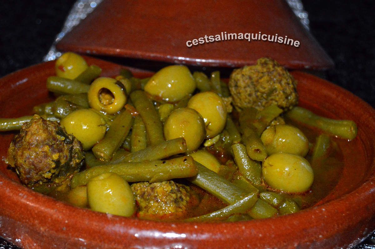 Tagine d'olives et haricots verts aux boulettes de viande - Le blog de  cestsalimaquicuisine