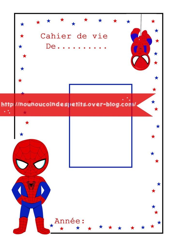 .. Couverture cahier de vie modèle spiderman ..