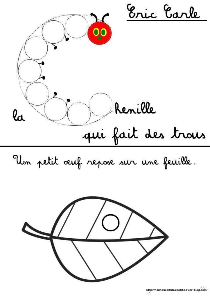 La Chenille Qui Fait Des Trous Coloriage .. Activité autour du livre " La chenille qui fait des trous " de Eric