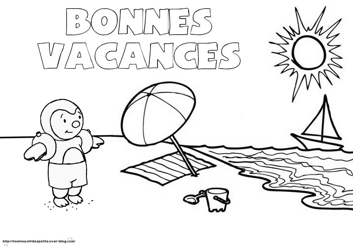 .. Coloriage "BONNES VACANCES " Ptit loup , Peppa pig , Hello kitty