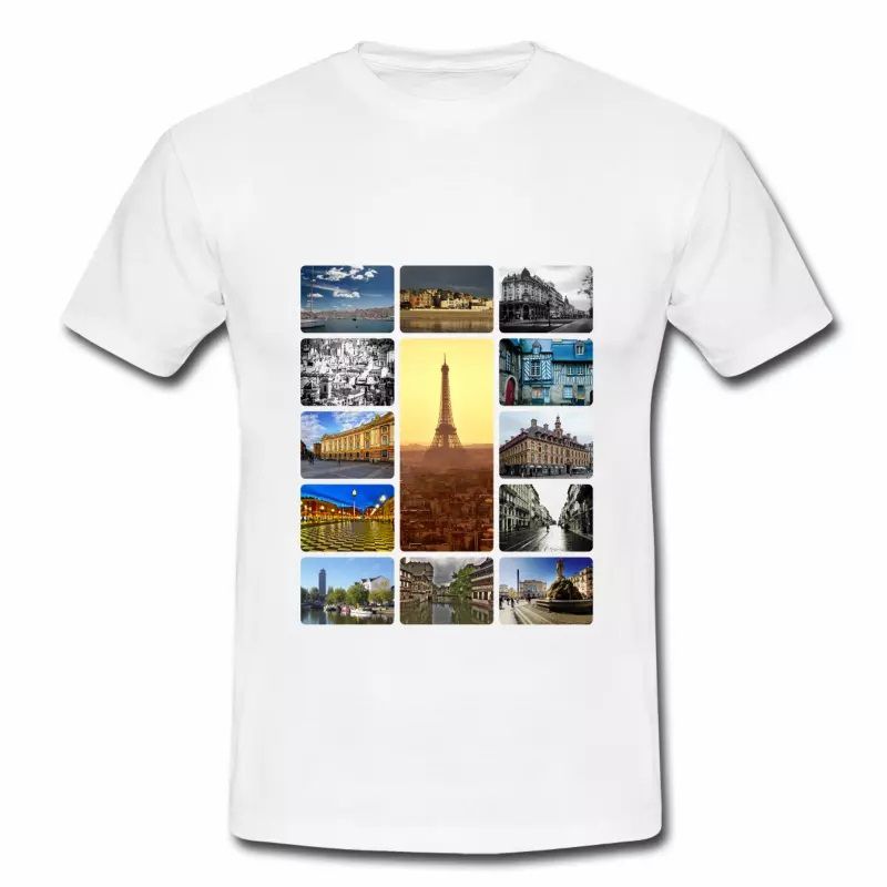 T shirt France villes françaises en polaroids HBL