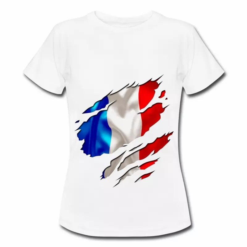 tee shirt femme bleu blanc rouge