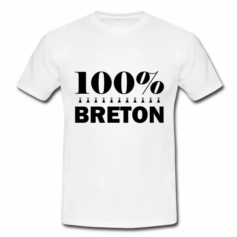 T shirt blanc homme 100% Breton Humour Bretagne