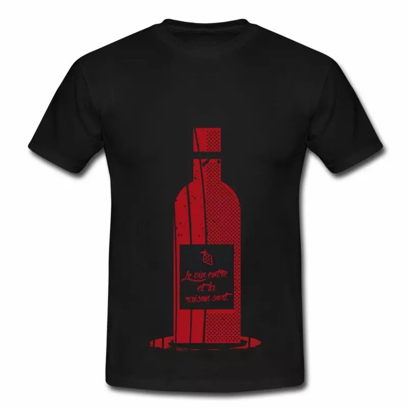 T shirt noir pour hommes Le vin et la raison
