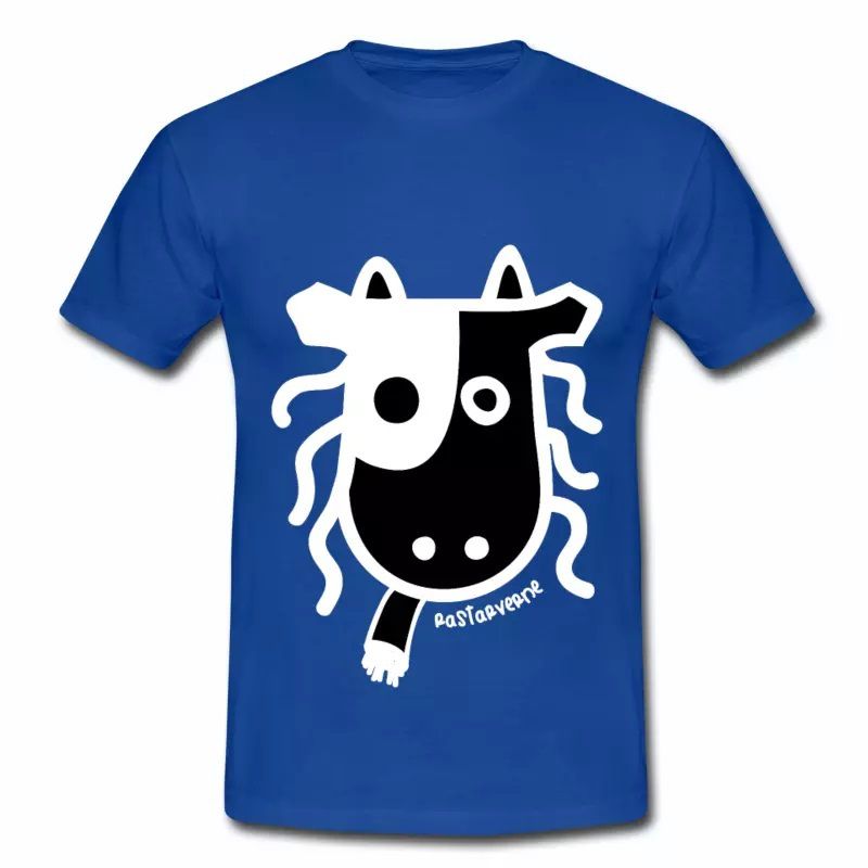 T shirt bleu r homme Humour Auvergne Rastavergne La vache qui fume