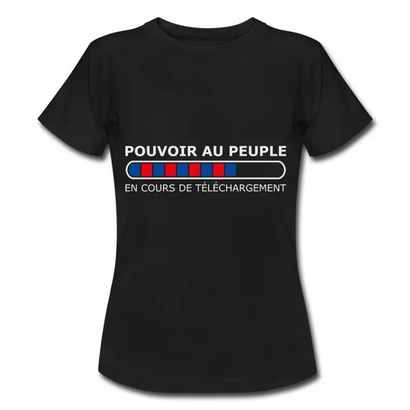 T shirt noir femme Humour Pouvoir au peuple en cours de téléchargement