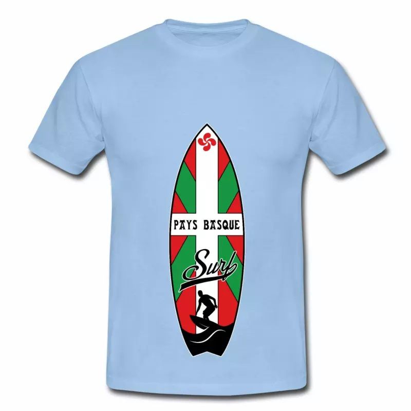 T shirt Pays Basque bleu c homme 64 Planche de Surf Basque