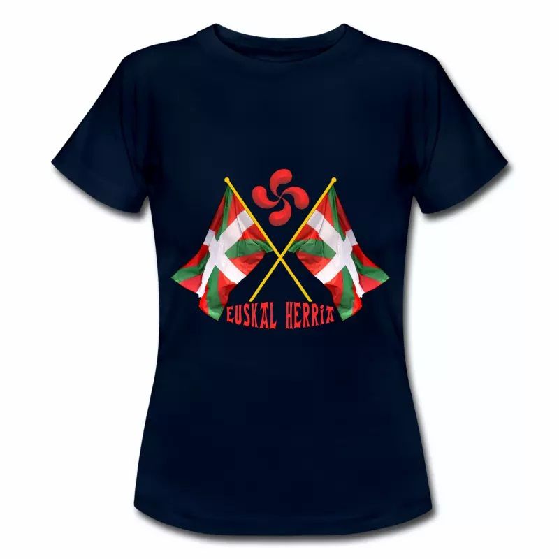 T shirt Pays Basque bleu m femme 64 Drapeaux et Croix Basques