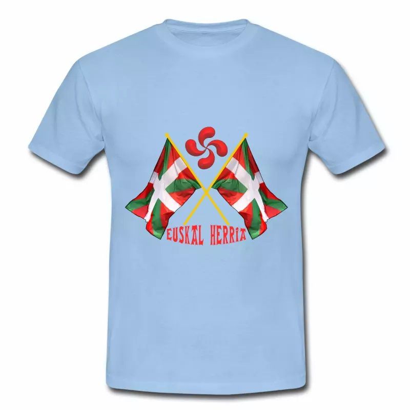 T shirt Pays Basque bleu c homme 64 Drapeaux et Croix Basques