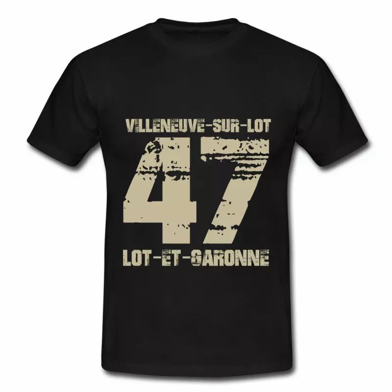 T shirt Aquitaine noir homme Villeneuve sur Lot 47 Lot et Garonne