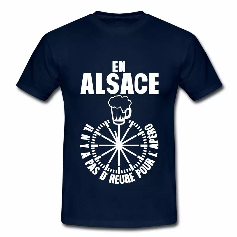 T Shirt Alsace bleu m homme Pas d'heure pour l’apéro