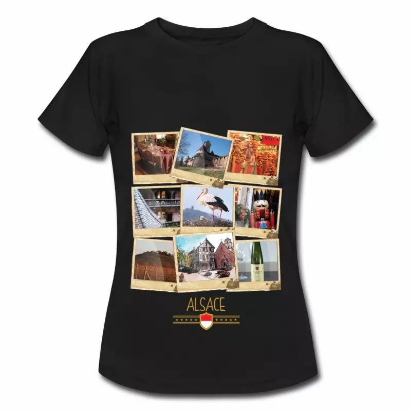 T Shirt Alsace Polaroids noir pour femmes
