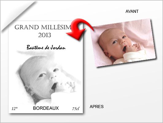 étiquette Bouteille Baptême Faire Part Emotion