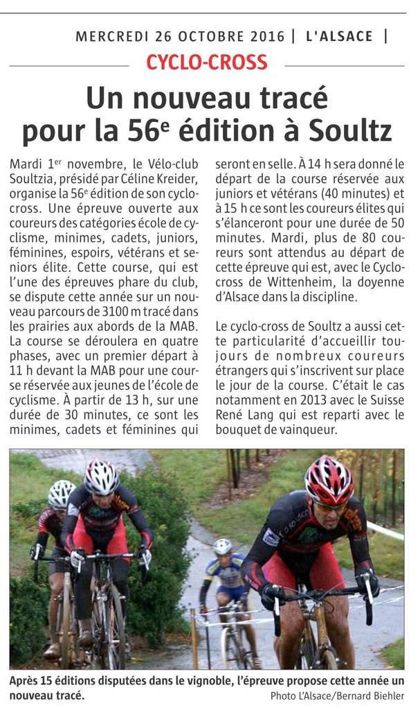 L'Alsace du 26 octobre 2016