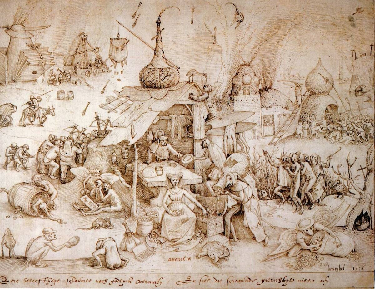 L'Avarice, 1556, dessin (plume et encre brun foncé)