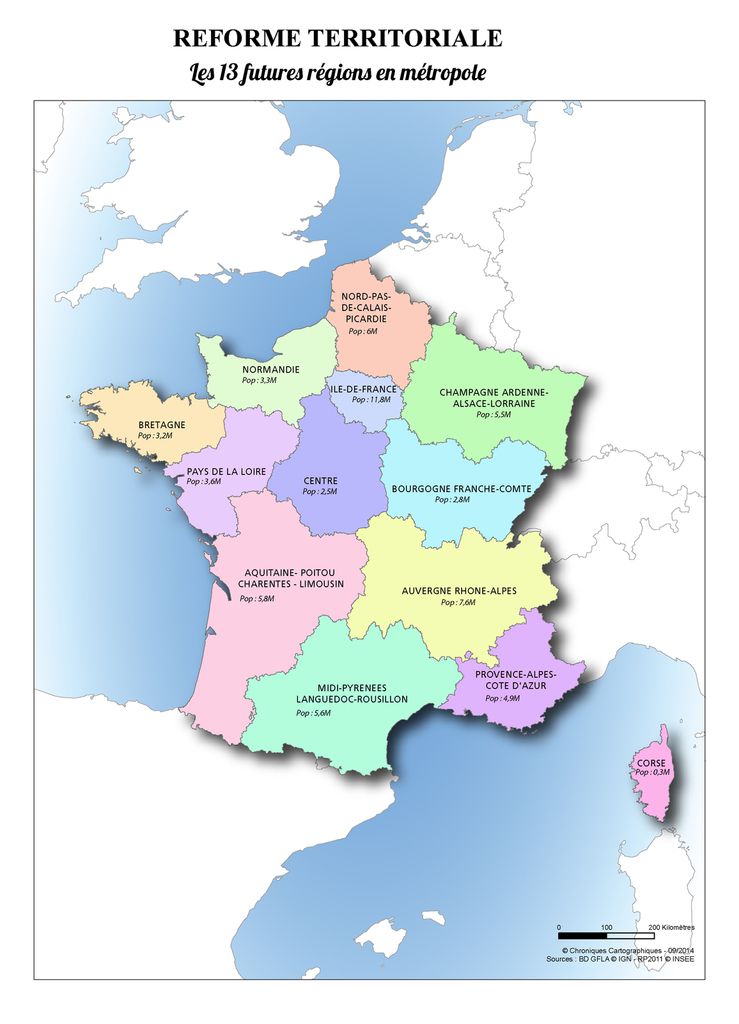 Carte de France des nouvelles Régions - Chroniques Cartographiques