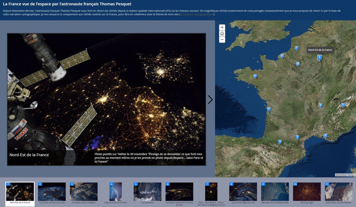 Application cartographique de la France vue de l'espace