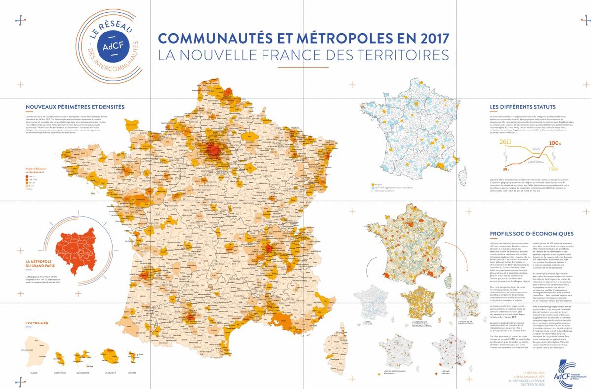 Carte grand format de l'intercommunalité en France