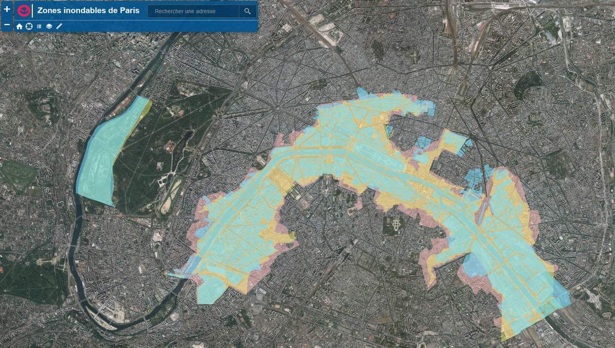 Carte des zones inondables à Paris