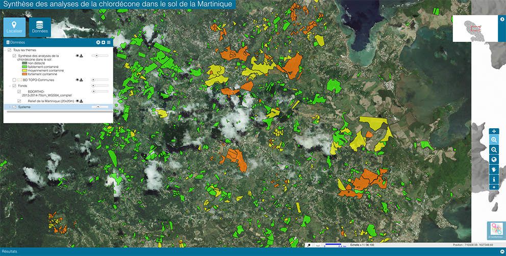 carte pollution des sols en Martinique