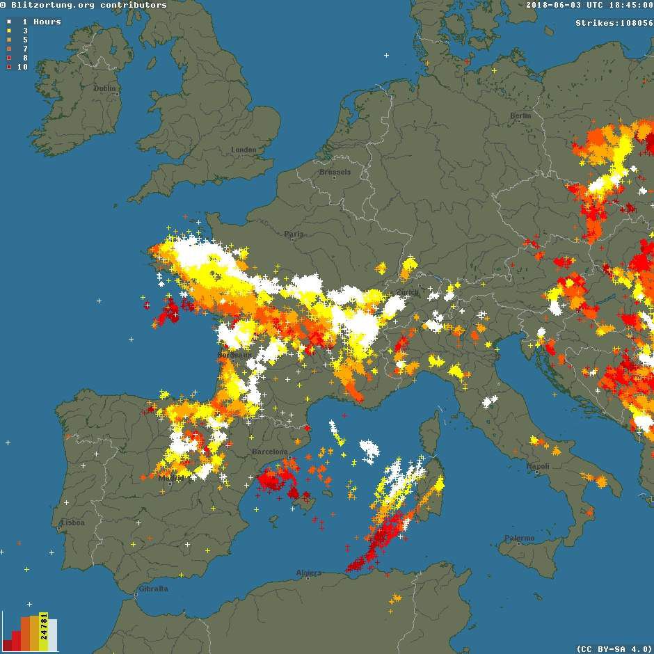 CARTE. Orages : regardez où la foudre a frappé en France, carte des impacts de foudre, carte prévision des orages