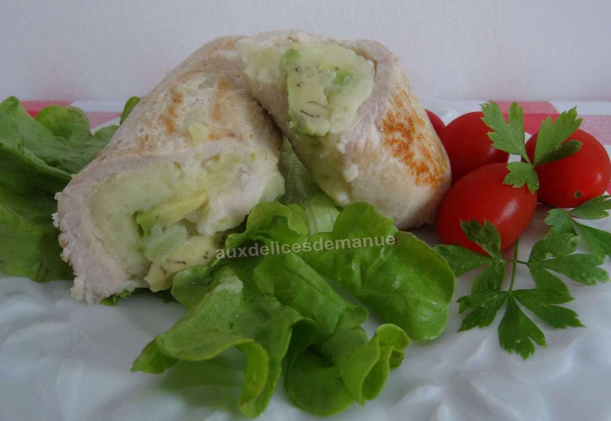 escalope de poulet farcies - purée - pommes de terres - avocat