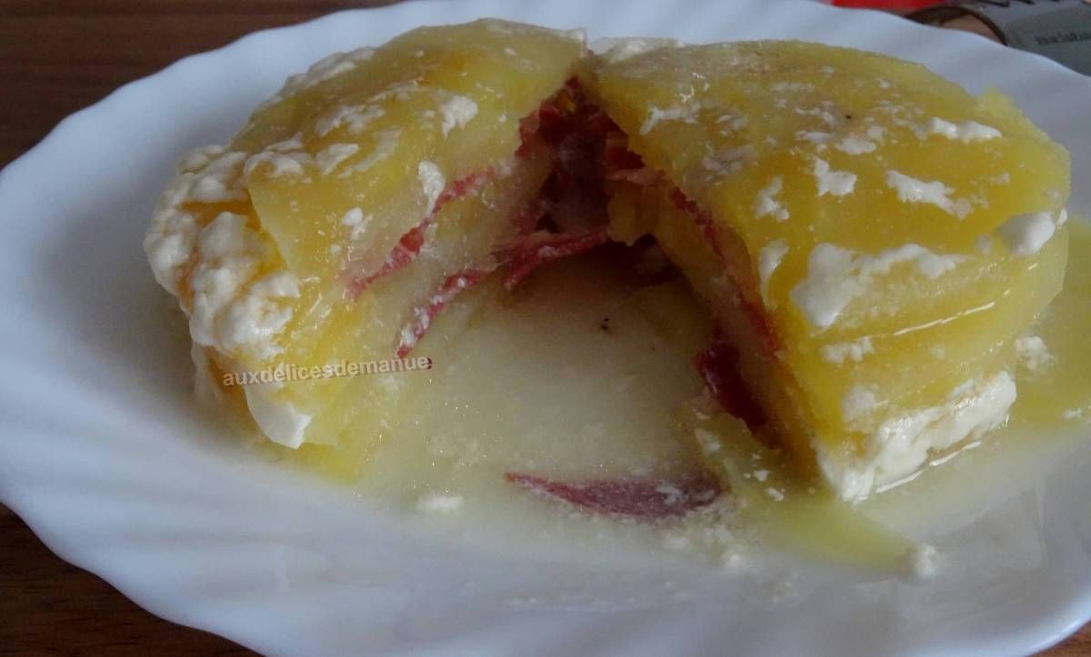 gratin de pommes de terre et pomme, gratin de pommes, pancetta, sucré-salé, plat sucré-salé