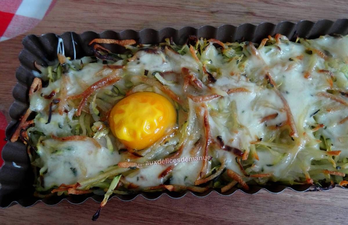 paillasson, tarte paillasson, œuf au plat , cuisson au four, légumes râpés