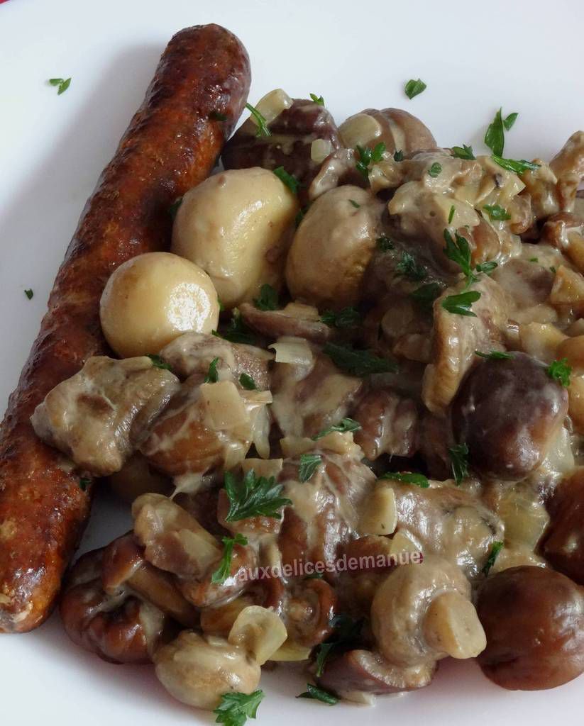 Poêlée de champignons et marrons, au cidre et à la crème - auxdelicesdemanue